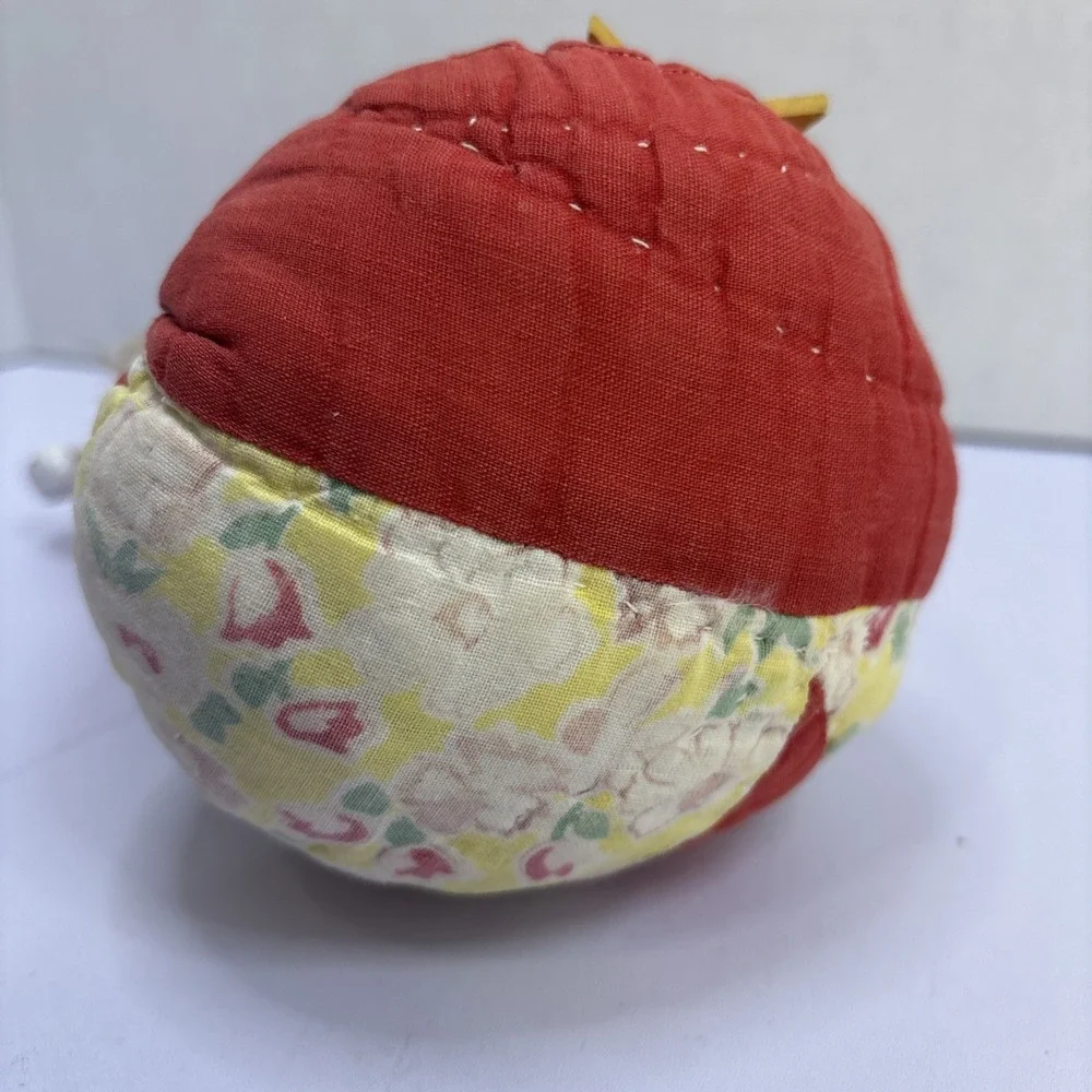 Vintage Quilted Santa Claus‎ Bean Bag Bottom Fur Hat Handmade 6